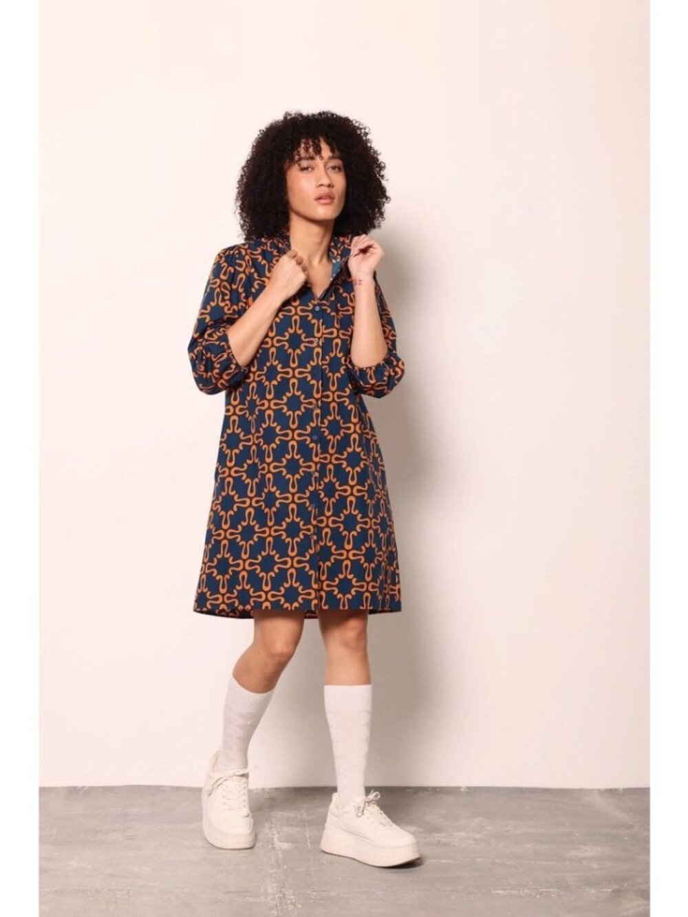 Maude Vivante medium auburn Ava dress button down mini shirt dress retro cotton
